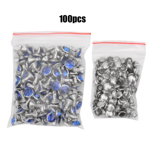 B Akryl Diamant 8mm Dekorativ DIY Stud Klestilbehør 8mm Sølvkant Krystall Dyp Blå
