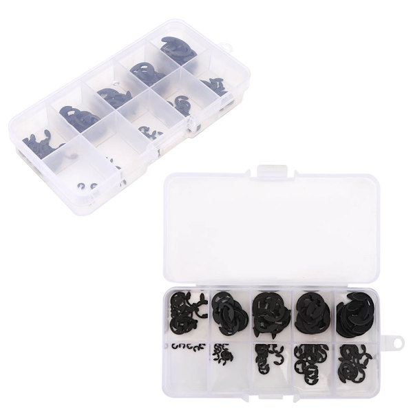 120st EClip Snap Circlip Kit Öppen låsring Svart manganstål Boxed 1.510mm