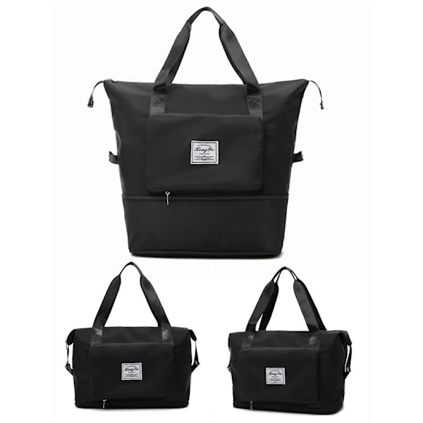 Stor Sammenleggbar Reisebag - Ripesikker Gymbag i Polyester, Svart