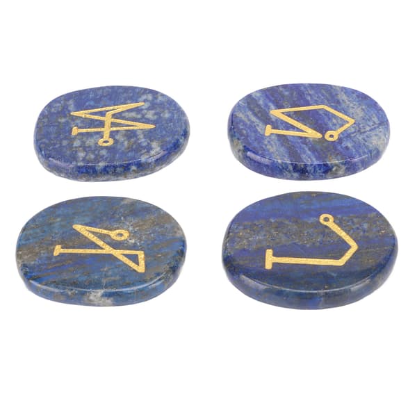 Indgraverede håndsten polerede runde bærbare lommesten til Reiki healing meditation Lapis Lazuli
