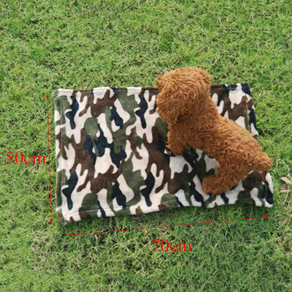 Superblødt Varmt Kæledyrs Flannel Tæppe Pude Sovemadras M Grøn Camouflage
