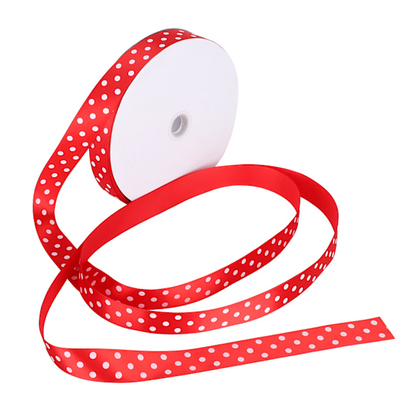 Satängband Polka Dot Tryckt Hårrosetter Presentinslagning Slips DIY Hantverksverktyg 100 Yards 2.5cm Röd