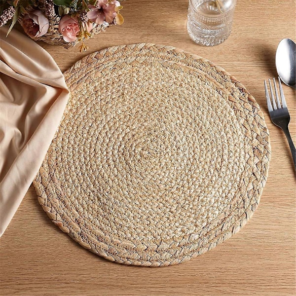 Boho Bordstabletter Set om 6 - Handgjorda Vävda Bordstabletter