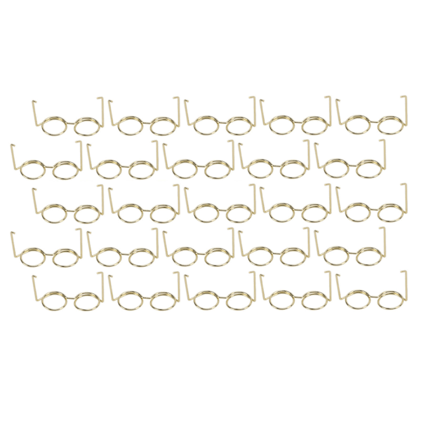 25 st papperklämmor Rostfria galvaniseringsprocess Fadeless Mini Glasögonformade papperklämmor med genomskinlig låda för kontorsguld