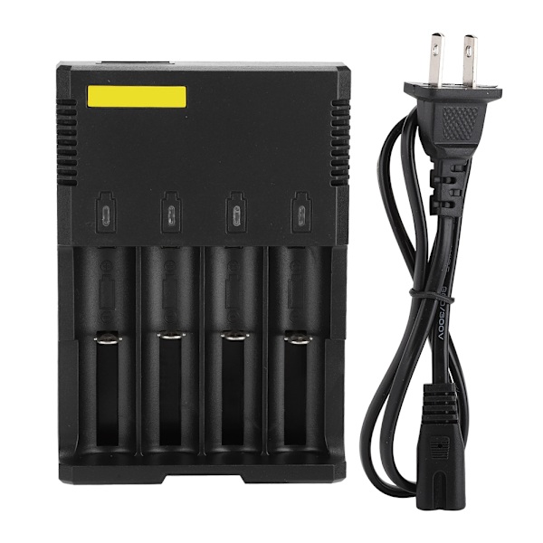 4-Slot ABS Battery Charging Device Charger with LED Display Reverse Polarity Protection 100-240V US