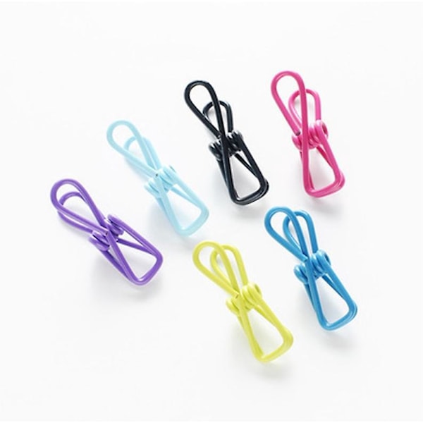 Sett med 20 stk. 2 tommers PVC-belagte stål-chipklips - matpose- og klesklips