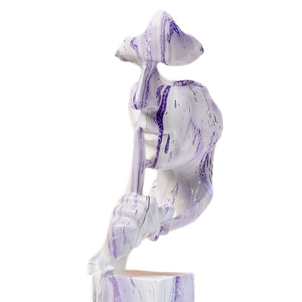Tenkerstatue Vivid Shape Kompakt Syntetisk Harpiks Attraktiv Dekorativ Stillhet Er Gylden Figur for Hjem Hvit Lilla