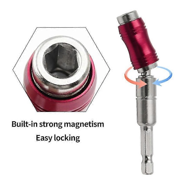 Skruvborrspets Magnetisk 1/4\" Hex Snabbytbytes Låsande Bitshållare Guide Pivot -GSL Svart röd