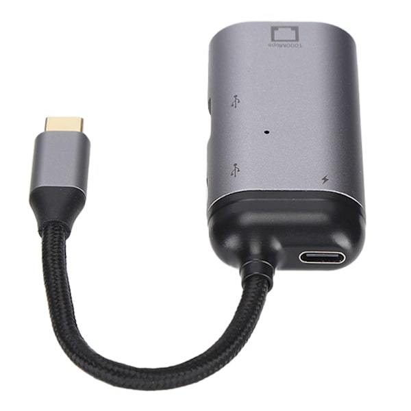 Multifunktionel 3i1 Type C-adapter Type C Han til RJ45/PD/USB A Hun-adapter