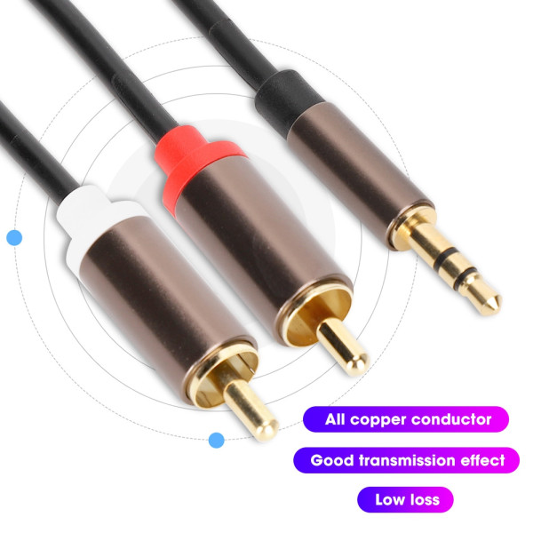 Ljudhögtalarsladd Dator Subwoofer Kabeltelefontillbehör 2-i-1 3,5 mm hane till 2RCA3-meter