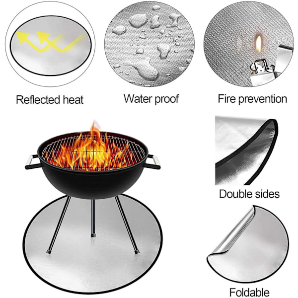 Rund Varmebestandig Bålplassmatte, Bålplassmatte for Uteplass, Brannhemmende Matte, Beskyttende Grillmatte, for Grill, Plen, Hage, Gulv, Bakgård Diameter 76c