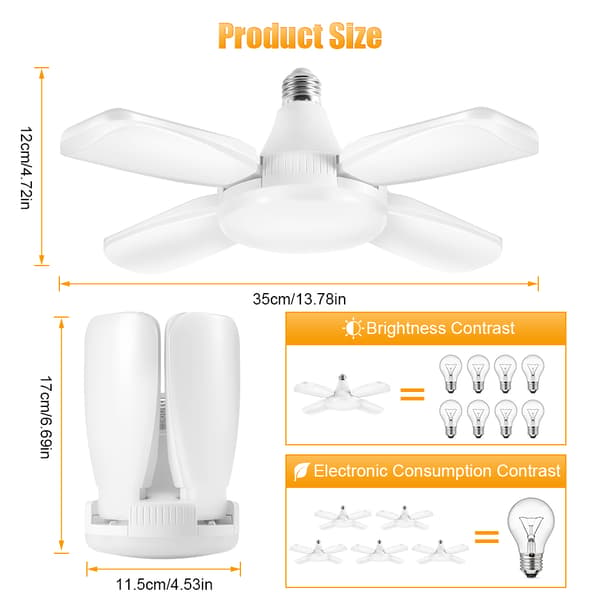 60W E27 LED garagelys, indgangsspænding 165-265V AC (6500k)