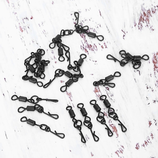 40 st Q-formade karpfiskesvirvlar Rullring Snap Connector Rostfritt stål fiskekrokredskap