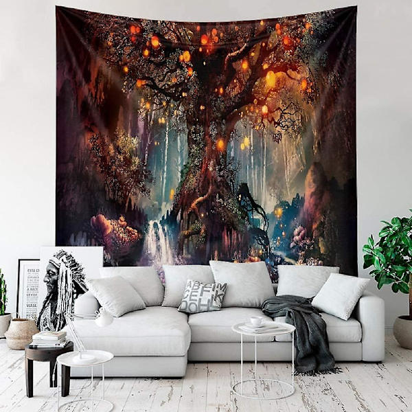 Psykedeelinen vesiputous Tree of Life -seinätapetti - Fairy Wall Decor -peitto