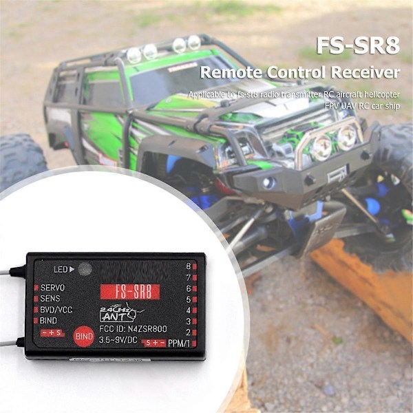 -SR8 2.4GHz ANT Mini Modtager Fjernbetjening RC Bil
