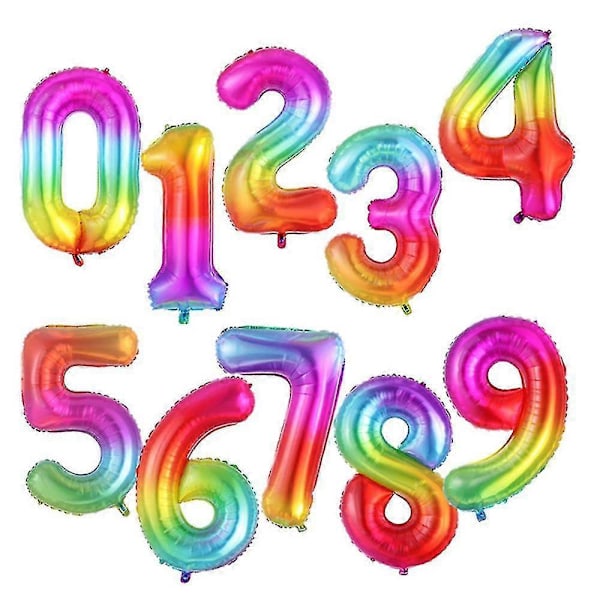 Hurtig Forsendelse 32 tommer Gradient Nummer Aluminium Folie Ballon Regnbue Ciffer Fødselsdagsfest Dekoration Børn Figur Bryllup Baby Shower Tilbehør