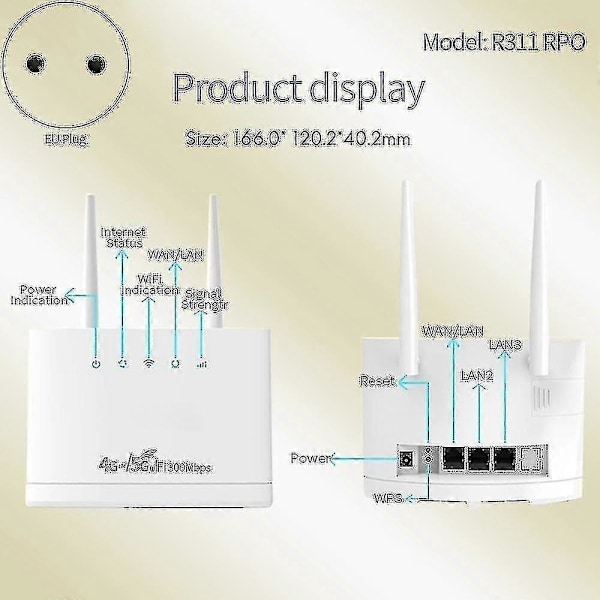 R311pro Trådløs 4g/5g Wifi 300mbps Trådløs Router Simkort Eu Stik -CNH