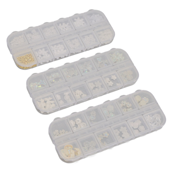 3st Nail art Set Olika blomformer Manikyr Dekorativa prydnader för Nagelsalong