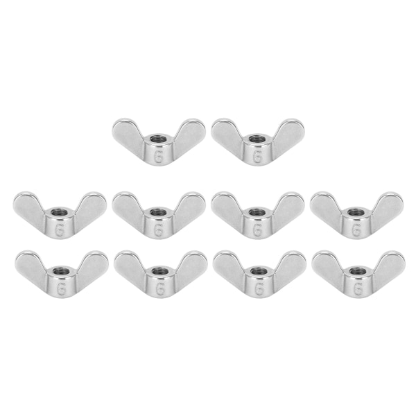 10 stk vingemuttere 304 rustfritt stål M6 sommerfuglfestedeler Assorterte sett for maskiner