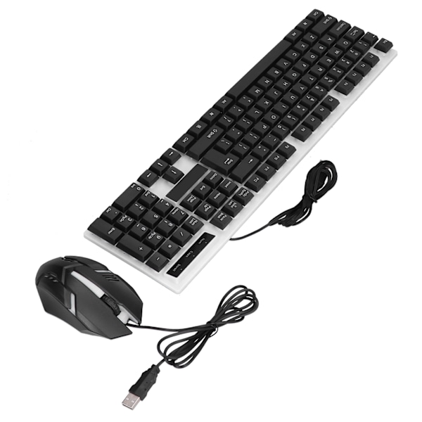 USB-tastatur og mus, holdbar ABS, komfortabel, ergonomisk, datatilbehør for kontor og hjem