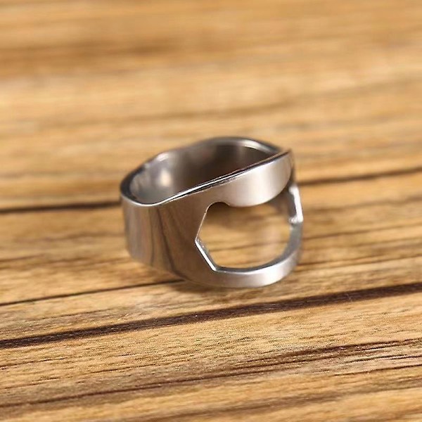 Kreativ Flasköppnare i Rostfritt Stål, Ringmodell, Ölverktyg för Hemmabar, Silver