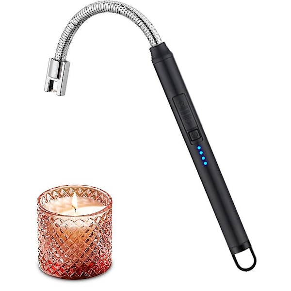 Laddningsbar Bågljusare med LED-Batteriindikator Flexibel Hals USB för Ljus Gasspisar Camping Grillning