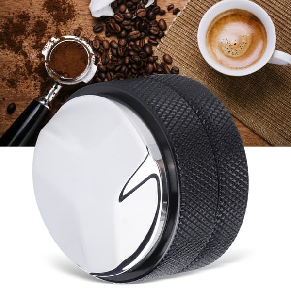 Kaffetamper i rustfrit stål, højdejusterbar fordeler, nivelleringsværktøj, tilbehør 58 mm sort