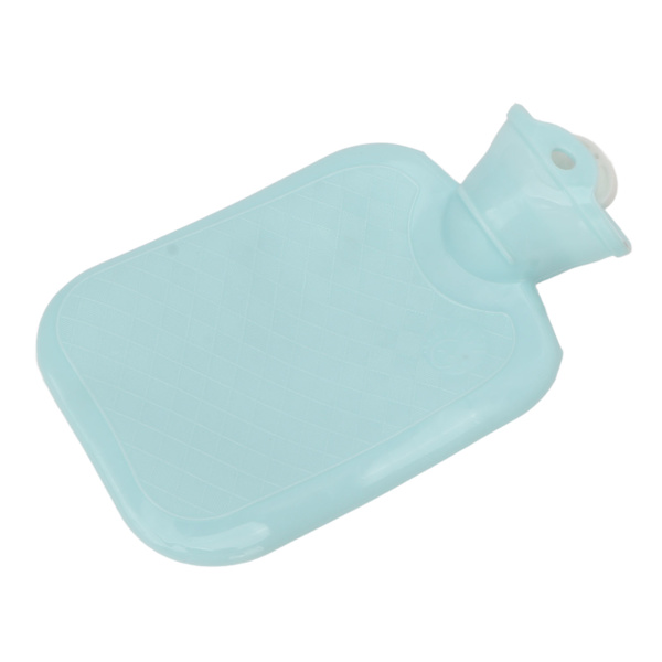 500 ml varmtvannspose Tykk myk PVC Trykkbestandig eksplosjonssikker bærbar varmtvannsflaske for hånd Rygghals Blå