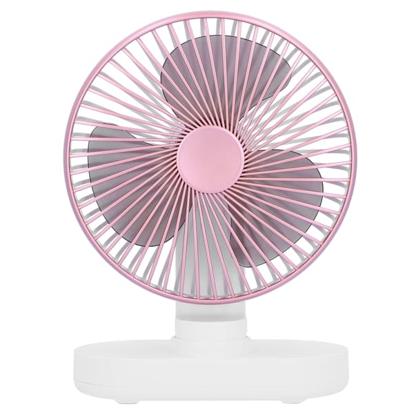 Mini skrivebordsventilator, automatisk oscillerende, USB genopladelig, støjsvag, bærbar, lille bordkøler, pink