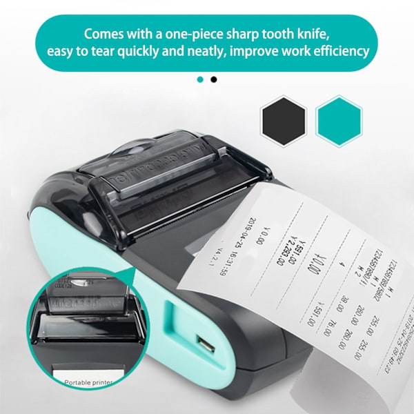 58 mm kvitteringsprinter Bærbar termisk Bluetooth-printer 100‑240V