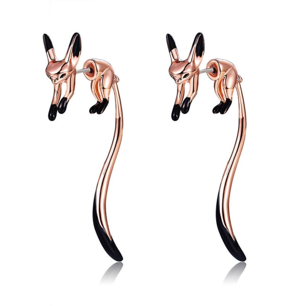 Rose Gold Fox Long Tail Dingle øredobber for kvinner, vakre og elegante smykker