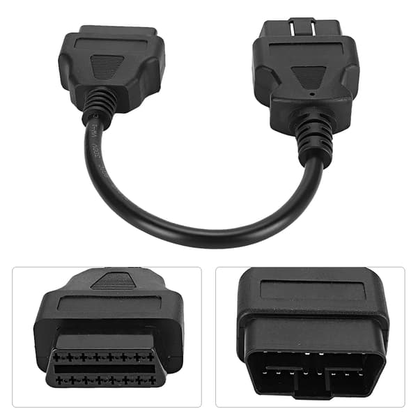 OBD 16Pin 0,3 m/0,98 ft han til hun forlængerkabel diagnostisk adapterstik
