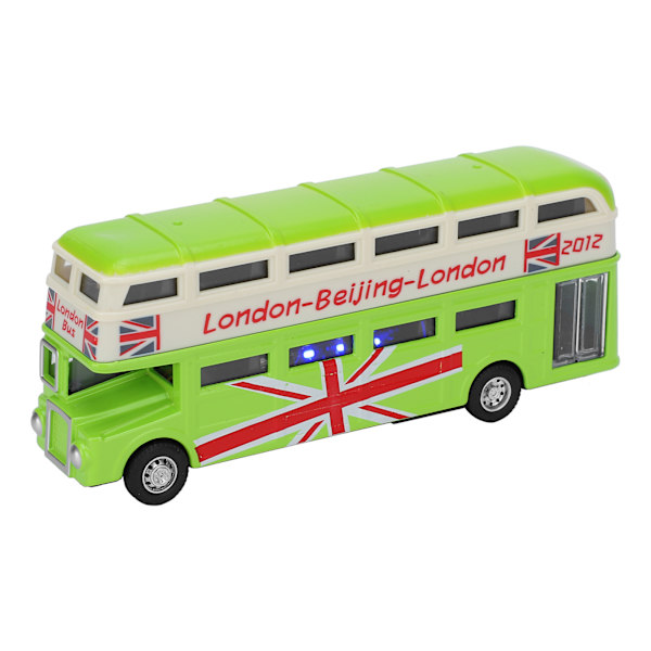 1:90 Børns Dobbeltdækker Bus Legetøj Børn Lyd Lys Simulation Legering Træk Tilbage Bil Legetøj(Grøn )