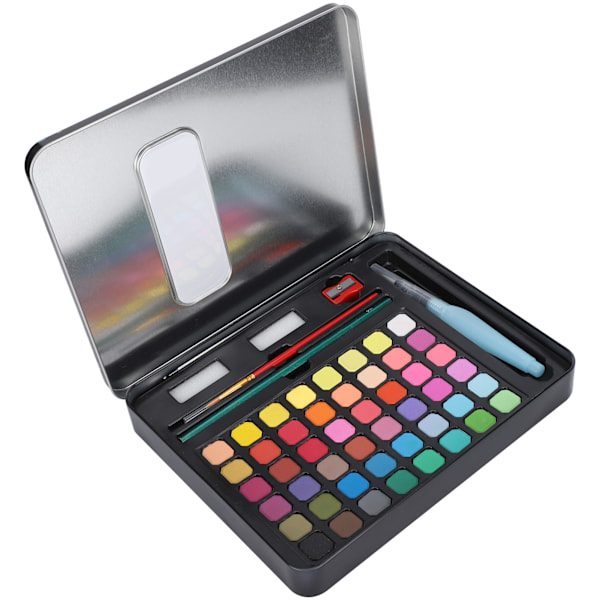 48 färger fasta pigment vattenfärger set bärbar med järnbox mineralmaterial