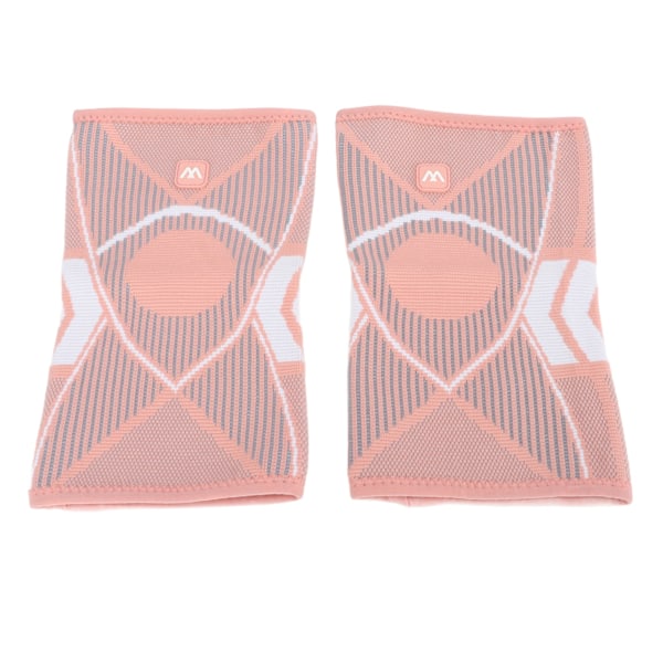 2 stk Sports Kne Pads Pustende Nylon Strikket Kneepad 4 Sided Elastisk Tau Knebeskytter for Løping Klatring Rosa M