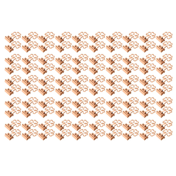 100 st blomformade klämmor med stark klämkraft, söta metallklämmor i roséguld för dokument och biljetter