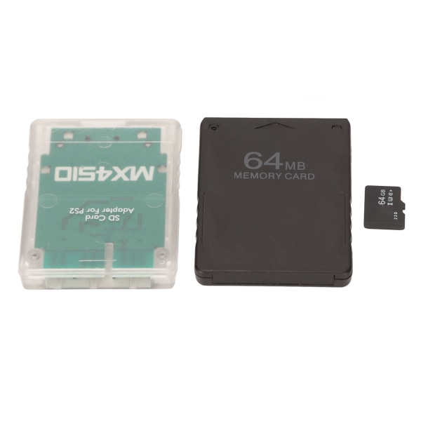 Minnekortleser Stabil erstatningsminnekortadapter med 64G minnekort og FMCB 64MB spillkort for PS2 Slim