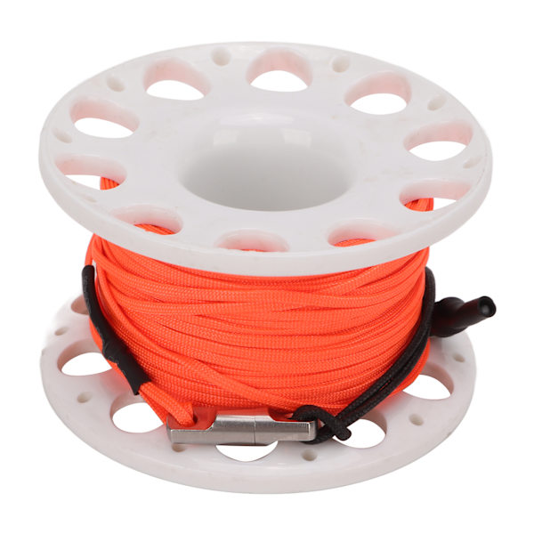 Finger Reel Dykkespole med Rustfritt Stål Klips 30m Oransje Line for Undervanns Hule Vrak Utforskning Fiske Hvit Spole