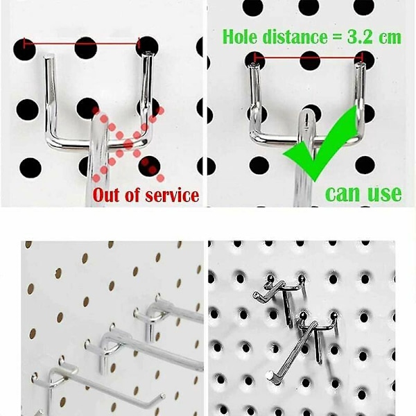 50 Stycken Pegboard Väggkrok, Enkel Krok Pegboard Vägg, Pegboard Krokar, Pegboard Vägg Tillbehörskrok, för Pegboard Väggpanel Dörr, Butik, 3.3mm, 5cm