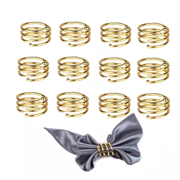 12 stk. servietring spiral vaskbar dekorativ metal servietring til bryllupsfest banket middag