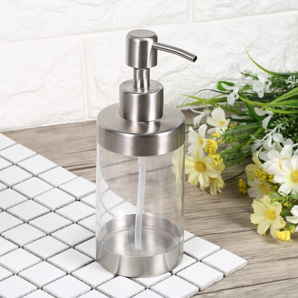 1 stk. 350 ml sæbedispenser bordplade pumpe lotionflaske 304 rustfrit stål og akryl