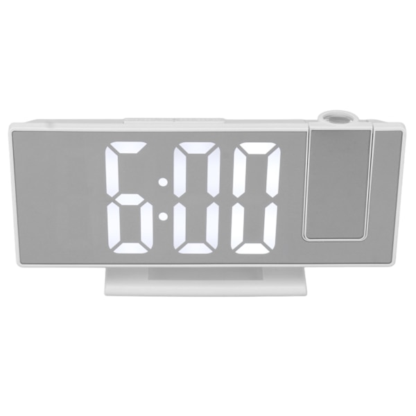 Digitalt projektionsvækkeur til soveværelser Stort LED-display Spejlprojektionsvækkeur Hvid
