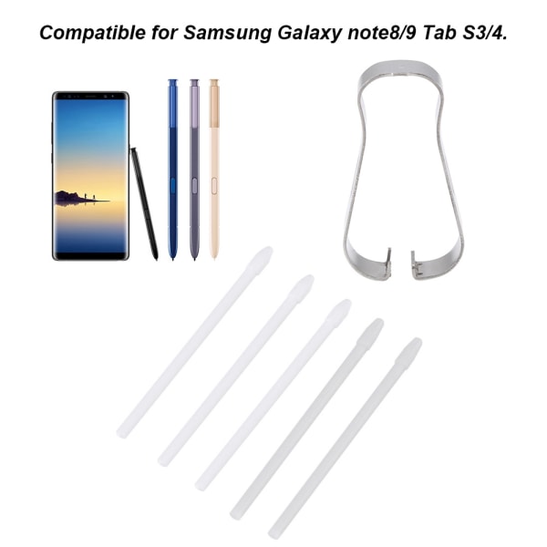 Stylus S Pen Tips Pen Refill Verktøysett for Samsung Galaxy Note 8/9 Tab S3/4 (hvit)