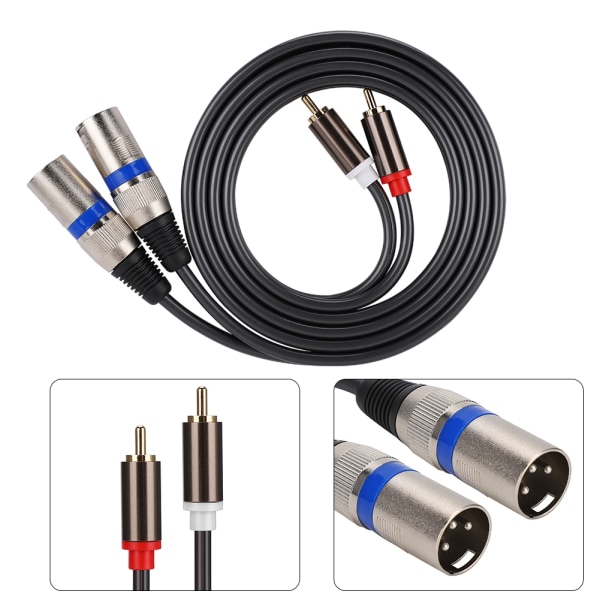 1,5M for RCA hann til XLR hann lydadapter Kabel patch ledning Dobbel rad PVC ledning