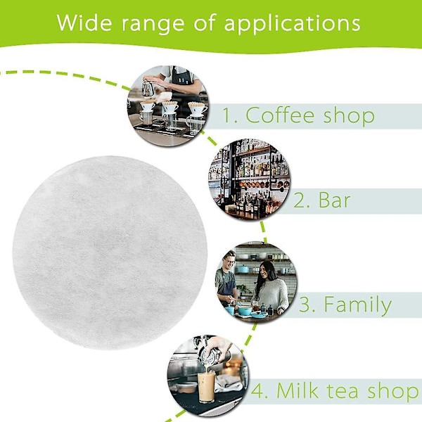 58mm Papir Kaffe Filtre - Pakke med 200, Mikro Erstatningsfiltre for Kaffetraktere og Espressomaskiner