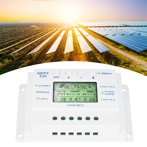 Aurinkopaneelin lataussäädin PWM 12V/24V Auto PWM -säädin LCD-näyttö