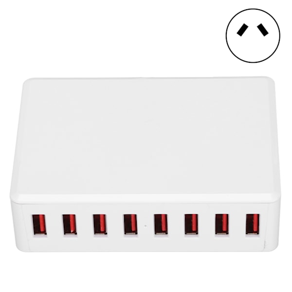 2.4A 40W 8 porter USB-lader bærbar USB-skrivebords smart ladestasjon for telefoner nettbrett AU-plugg 100‑240V