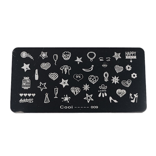 Rektangulær neglekunst-stemplingsplate i rustfritt stål, DIY-manikyr, trykkbilde-mal (#9)