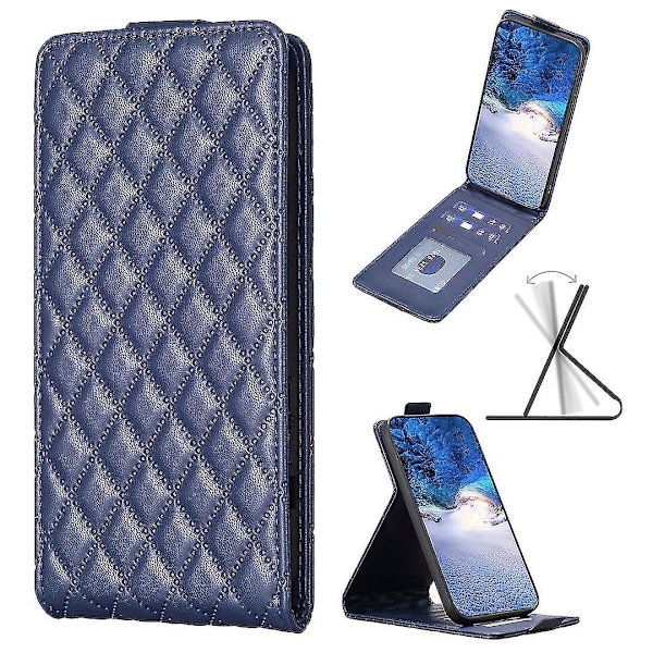 Til Samsung Galaxy A35 5G Etui Kortholder Vertikal Flip Læder Cover-B11 Blå