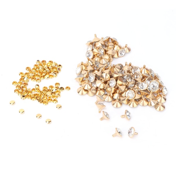 Kangas Crystal Inlay Rapid niitit 12mm Spots Studs Cap DIY-nahka-askartelukoristeluun (hopea)